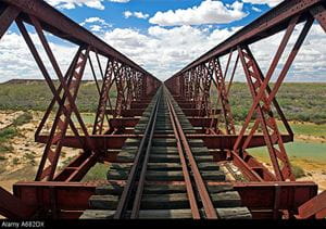 Crossing a bridge in the wilderness on the Darwin to Adelaide route across Australia